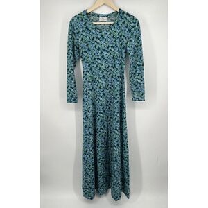 Diane Von Furstenberg Blue Floral Long Sleeve Size Small Vintage 70s